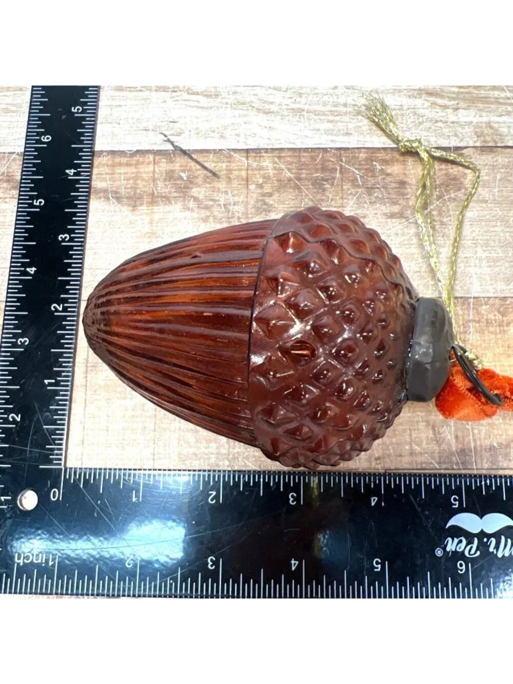 Vintage Brown Glass Acorn Ornament Set With Textured Detailing Rustic Fall Décor
